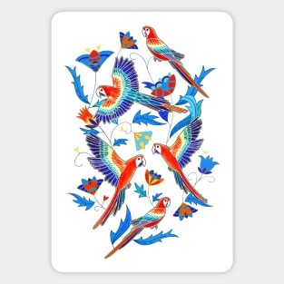 Gold Enamel Red Macaws Magnet